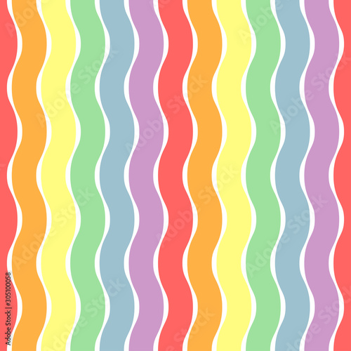 Rainbow wavy stripe seamless pattern