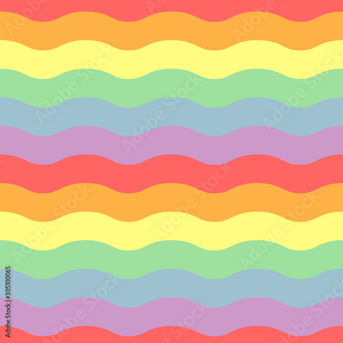 Rainbow wavy stripe seamless pattern © Reiu