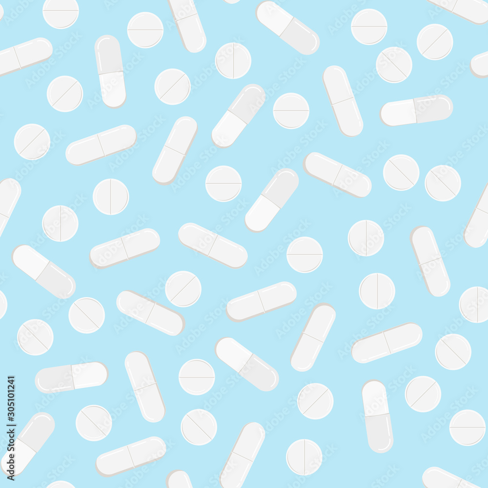 Medicine pills vector flat design seamless pattern. Medicine pills vector flat design seamless pattern.