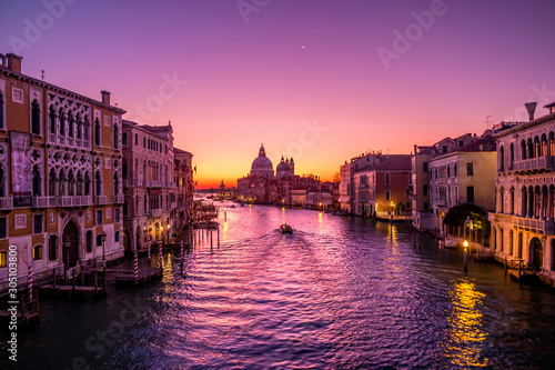 Sunrise in Venice. View from the Ponte dell Accademia to the Grand Canal © perekotypole