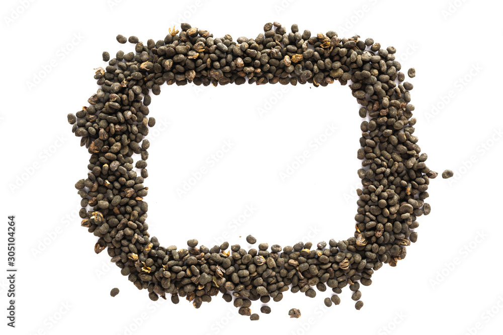 Mockup frame of babchi dry seeds isolated on white background. Bakuchiol (Psoralea Corylifolia) concept. Design template, flat lay, copy space. Mockup frame of babchi dry seeds isolated on white background. Bakuchiol (Psoralea Corylifolia) concept. Design template, flat lay, copy space.
