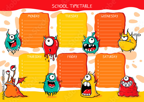 School timetable monsters
