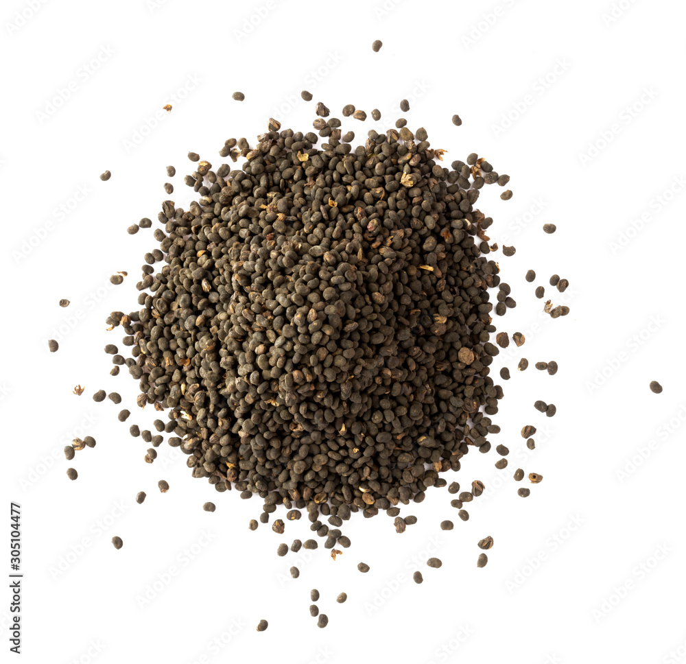 Babchi dry whole seeds isolated on white background. Bakuchiol concept. Design template. Babchi dry whole seeds isolated on white background. Bakuchiol concept. Design template.