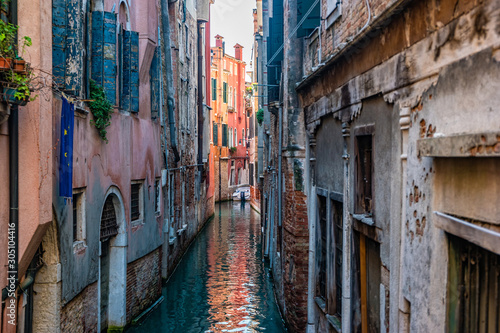 Traditional canal street in Venice  Italy