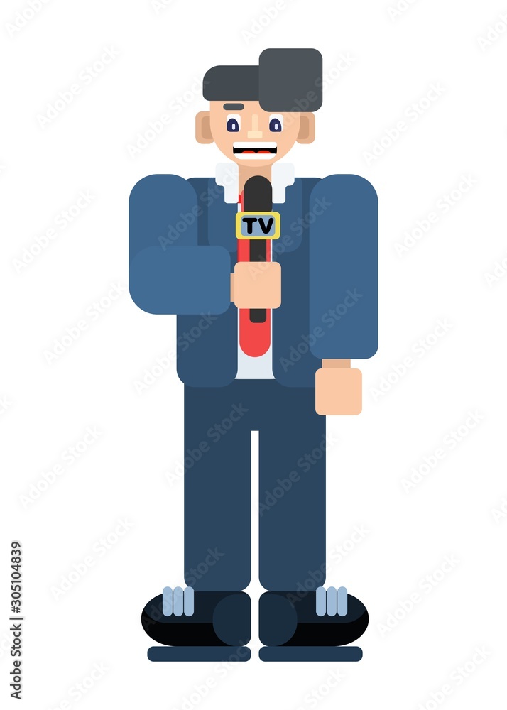 Full length television correspondent. Flat style Full length television correspondent. Flat style