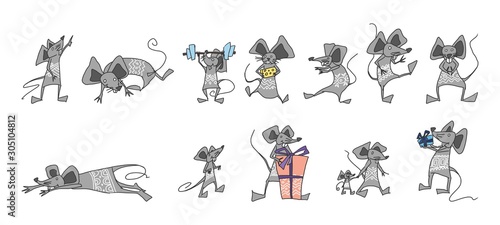 funny characters. funny cartoon doodle mouses