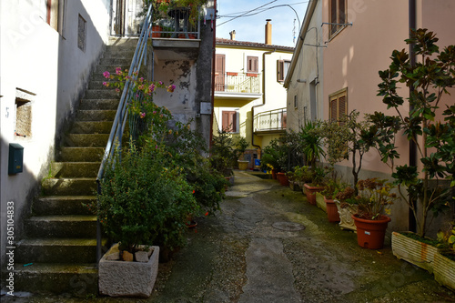 Fototapeta Naklejka Na Ścianę i Meble -  A street of Sant'Agapito, village of Molise region, Italy.