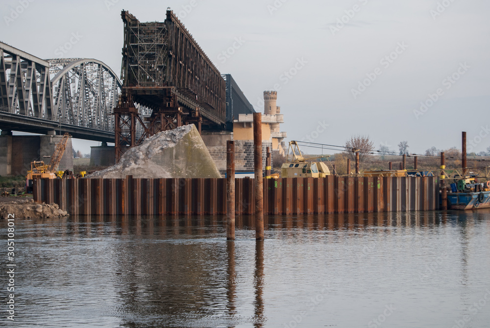 The Tczew Bridge reconstruction work, Pomerania, Europe