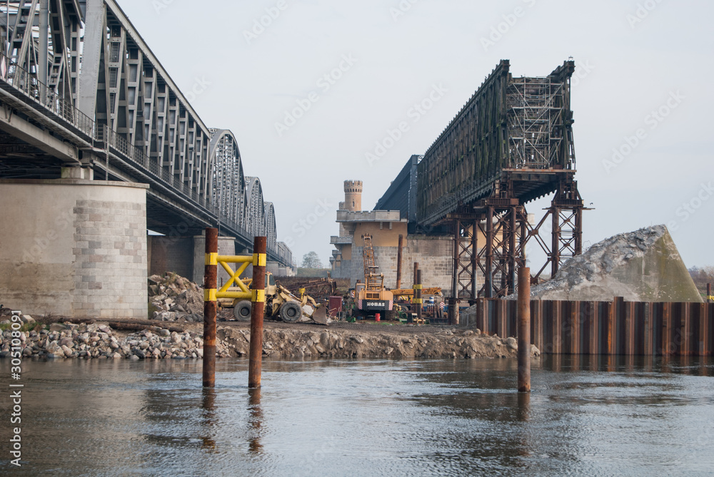 The Tczew Bridge reconstruction work, Pomerania, Europe