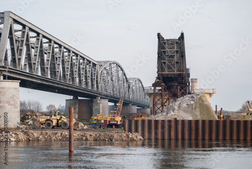 Obraz na płótnie The Tczew Bridge reconstruction work, Pomerania, Europe w salonie