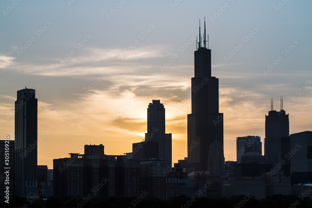 Backlit Chicago backdrop