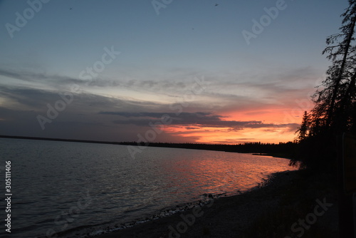 Setting sun at Clear Lake Manitoba photo