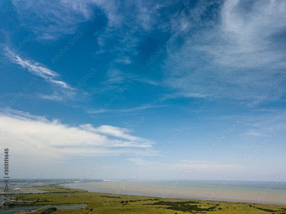 Aerial view of estuary,River in mangrove forest. Aerial view of estuary,River in mangrove forest.