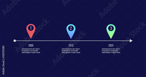 Modern Timeline template with checkpoints. Simple infographic design. Vector illustration