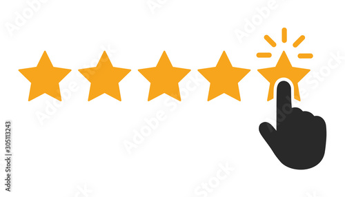 Star rating, classification. Positive customer reviews. Feedback concept - vector