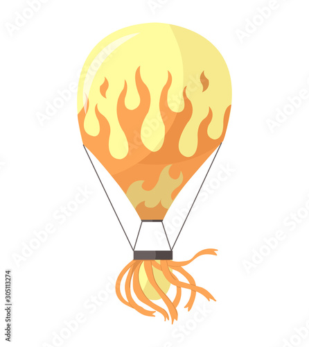 Flat illustration of hot air-balloon. Cartoon flying entertainment festival balloon outdoor. Travel, sky transport illustration