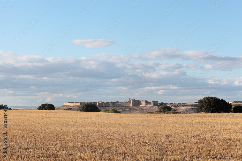 Panoramic view of the walled town and castle of Urueña in the province of Valladolid Panoramic view of the walled town and castle of Urueña in the province of Valladolid