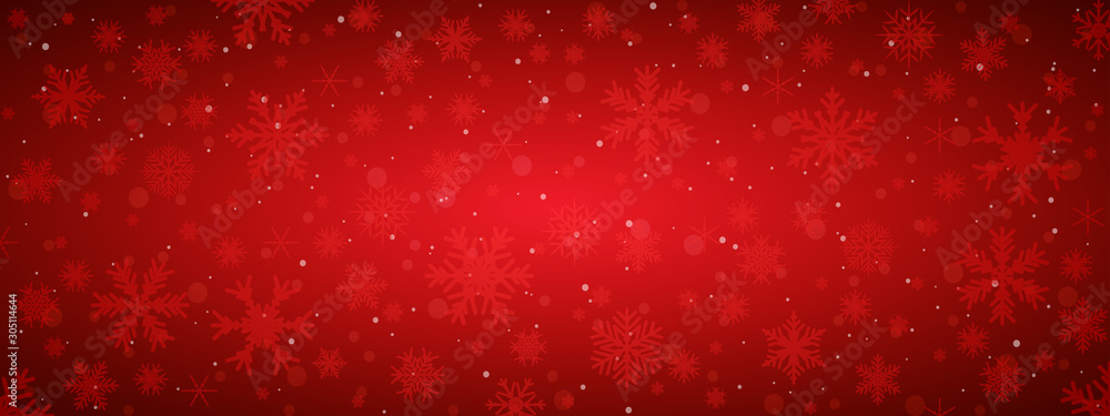 Red snowflake background with transparent snowflakes - for stock
