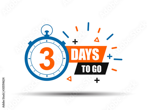 3 day to go last countdown icon. Three day go sale price offer promo deal timer, 3 day only – stock vector