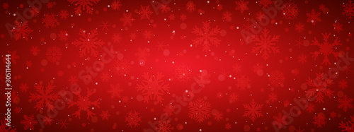 Red snowflake background with transparent snowflakes - for stock