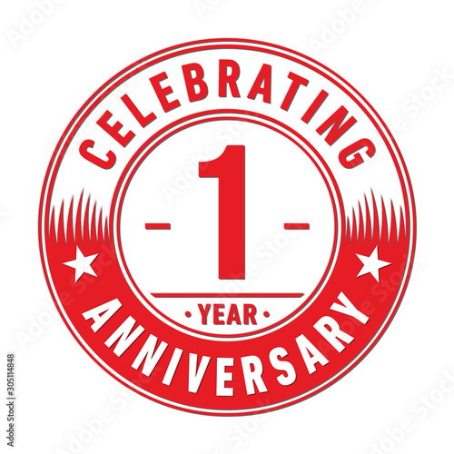1 year anniversary celebration logo template. One year vector and illustration.