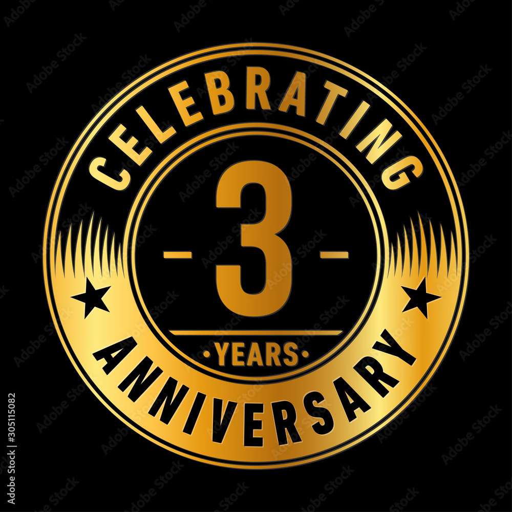 3 years anniversary celebration logo template. Three years vector and illustration.