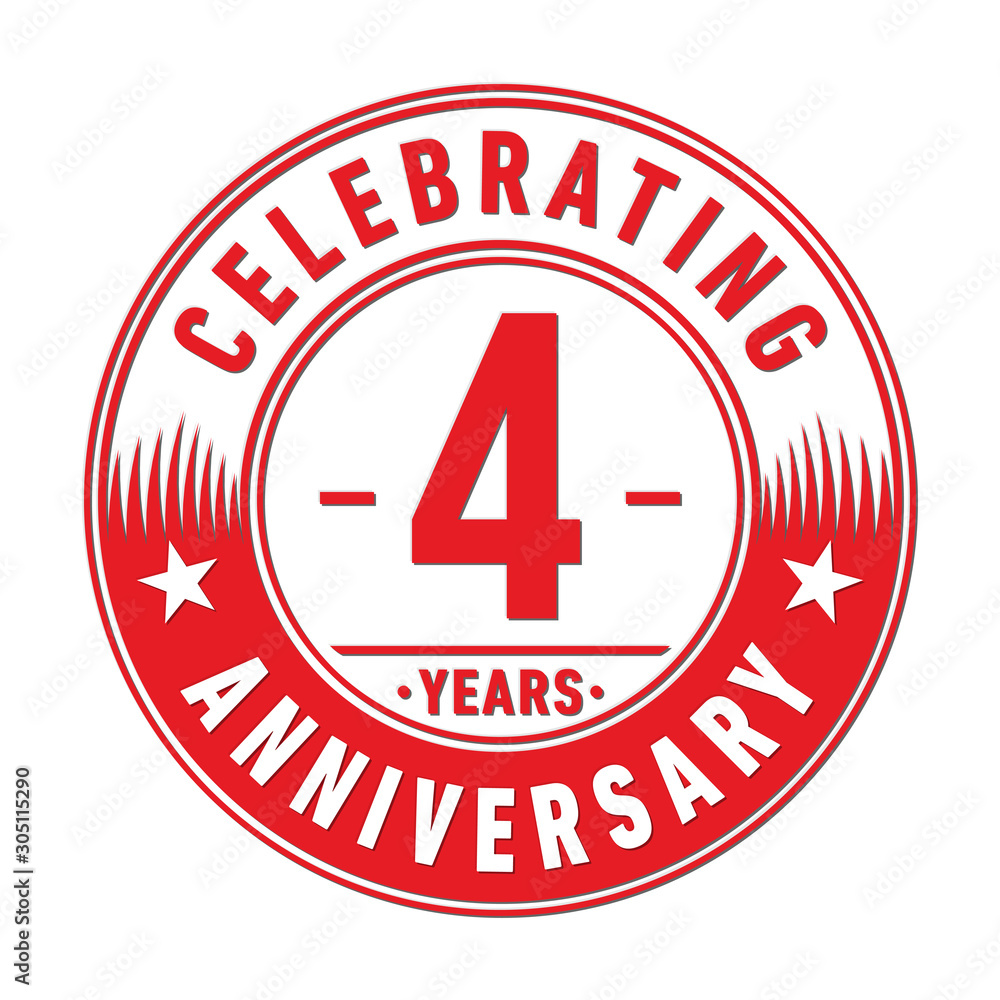 4 years anniversary celebration logo template. Four years vector and illustration.