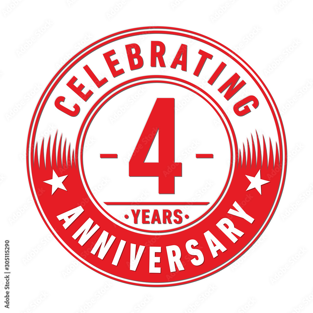 4 years anniversary celebration logo template. Four years vector and illustration. 4 years anniversary celebration logo template. Four years vector and illustration.