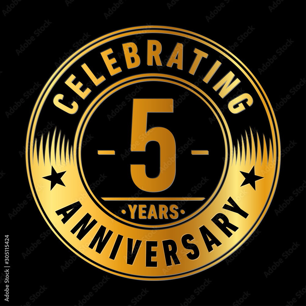 5 years anniversary celebration logo template. Five years vector and illustration.