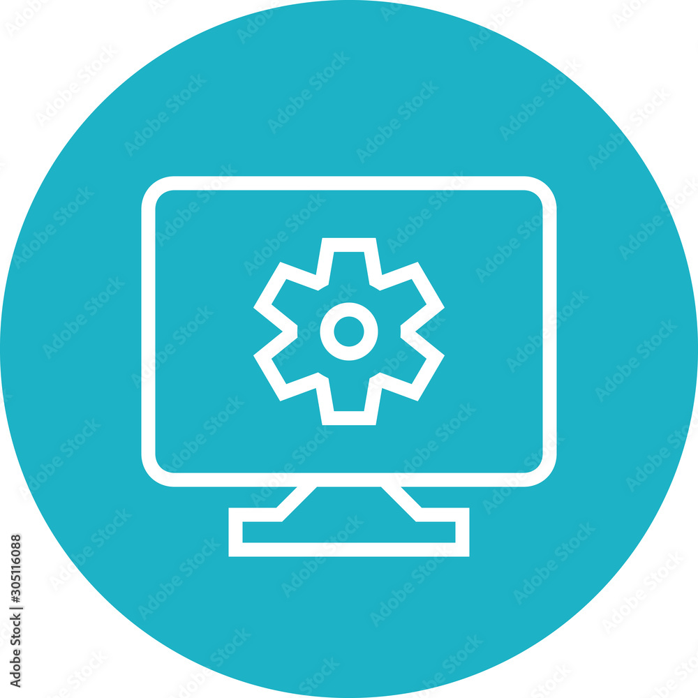 Desktop Computer Gear Settings Outline Icon Desktop Computer Gear Settings Outline Icon