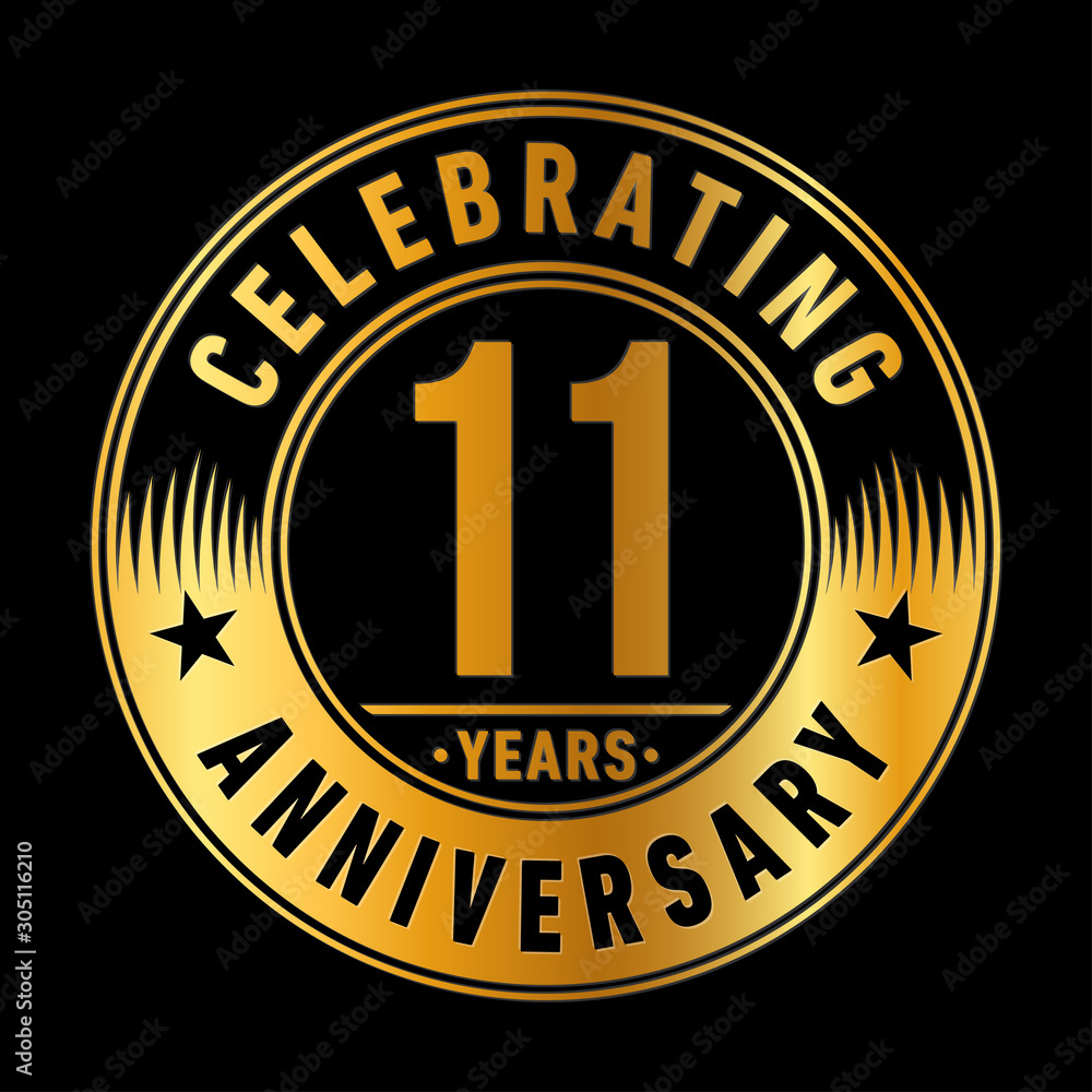 11 years anniversary celebration logo template. Eleven years vector and illustration.