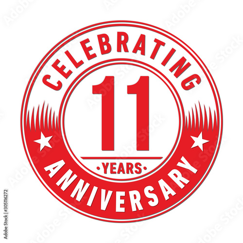 11 years anniversary celebration logo template. Eleven years vector and illustration.