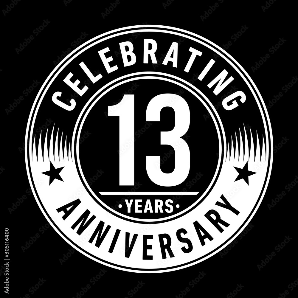 Fototapeta premium 13 years anniversary celebration logo template. Thirteen years vector and illustration.