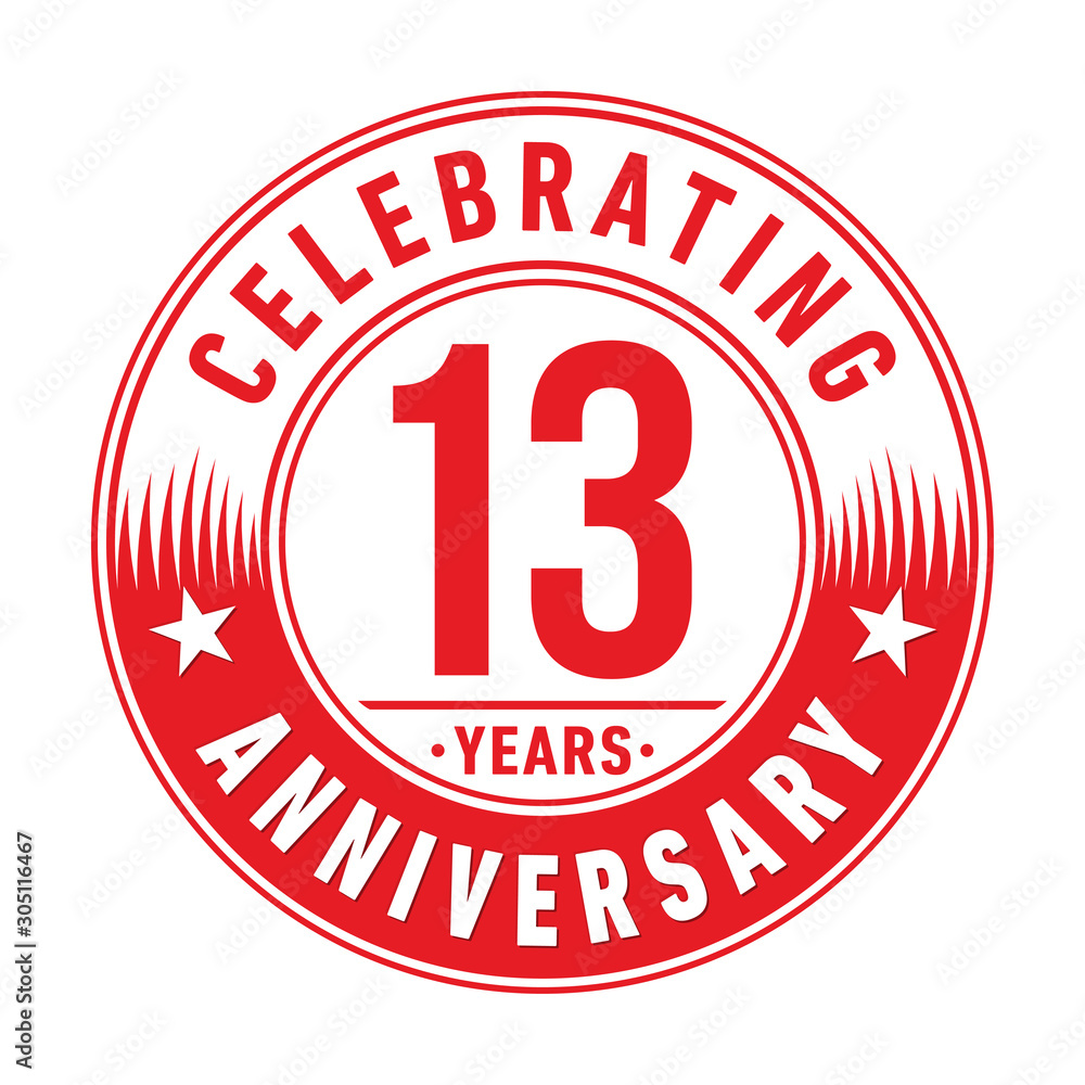 13 years anniversary celebration logo template. Thirteen years vector and illustration.