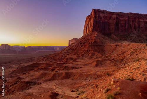 Monument Valley  Utah united states of america-october 7th 2019  Landscape with mesa during sunset