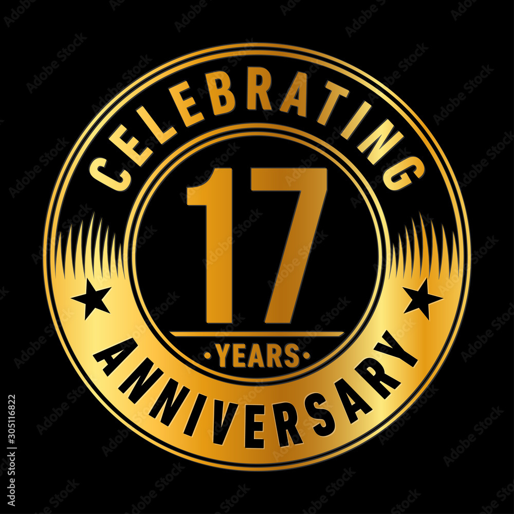 17 years anniversary celebration logo template. Seventeen years vector and illustration.