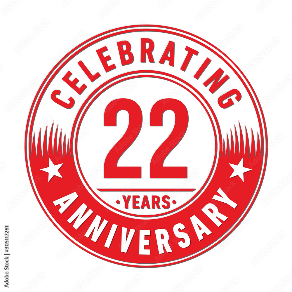 22 years anniversary celebration logo template. Twenty-two years vector and illustration.