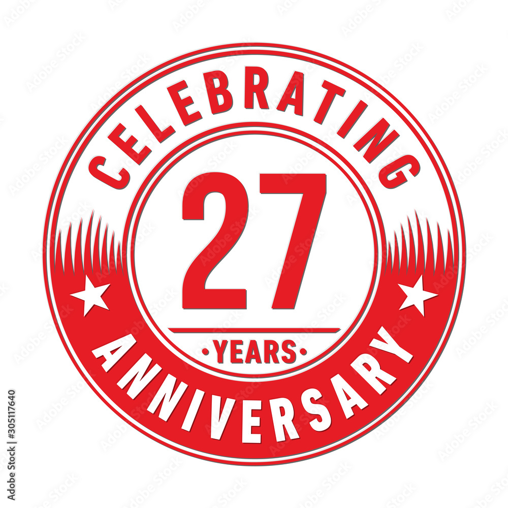 27 years anniversary celebration logo template. Twenty-seven years vector and illustration.