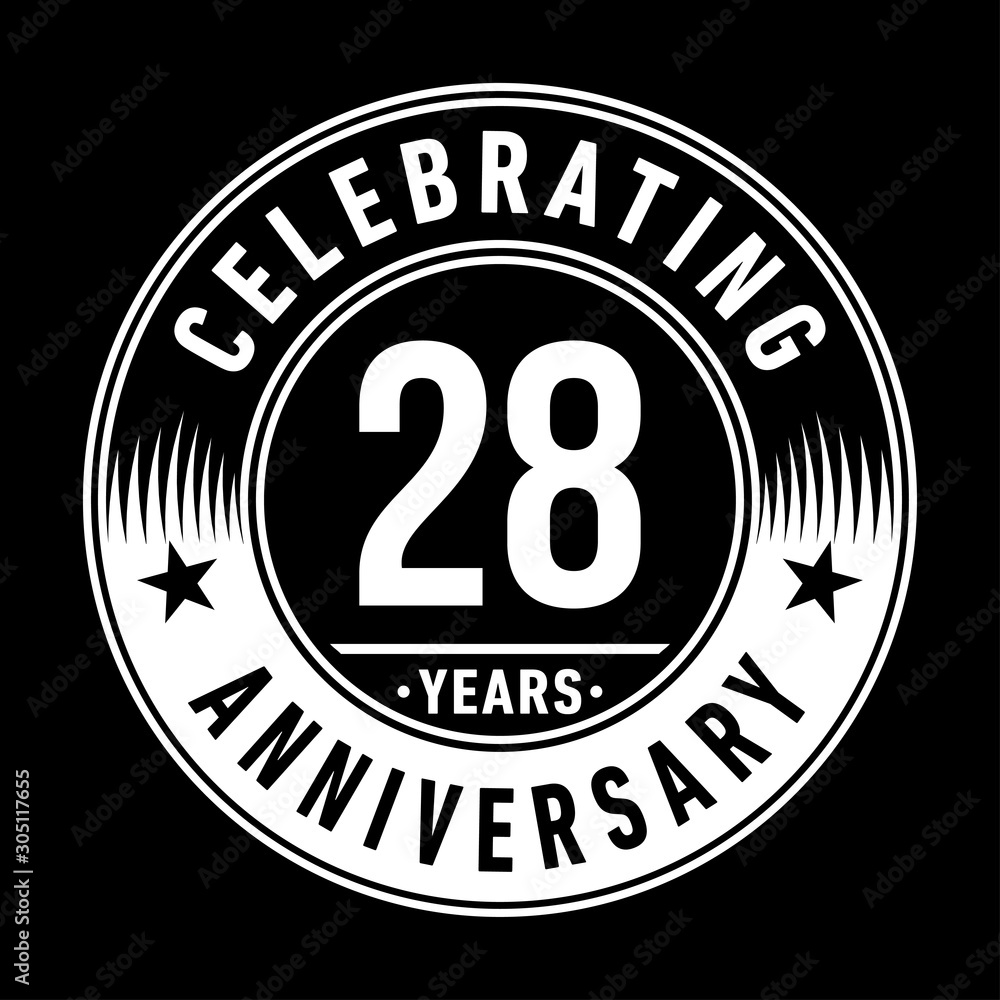 Fototapeta premium 28 years anniversary celebration logo template. Twenty-eight years vector and illustration.