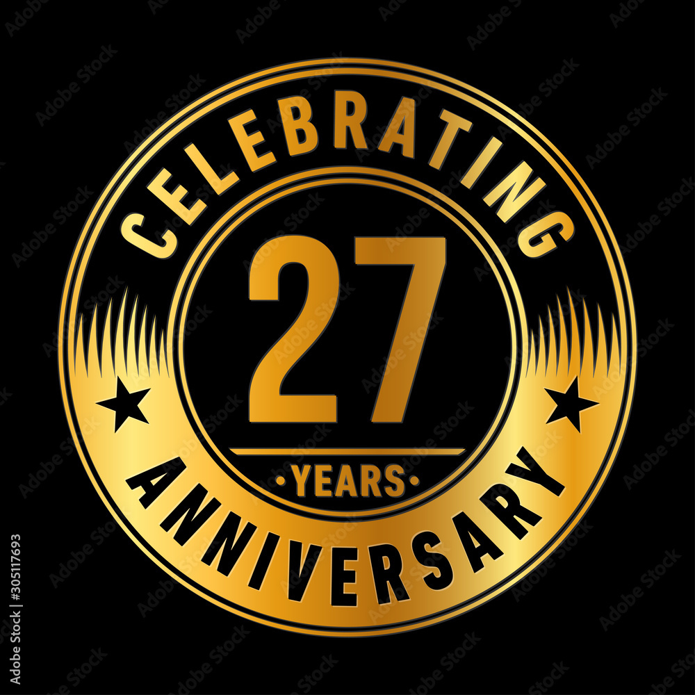 27 years anniversary celebration logo template. Twenty-seven years vector and illustration.