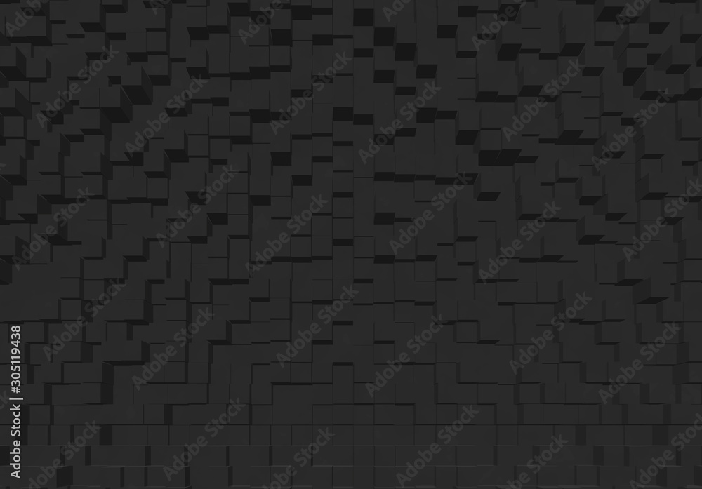 Illustration, background . Pattern color: gray, black, tone calm. The image looks like a wall of squares uneven, convex or uneven surface. Illustration, background . Pattern color: gray, black, tone calm. The image looks like a wall of squares uneven, convex or uneven surface.