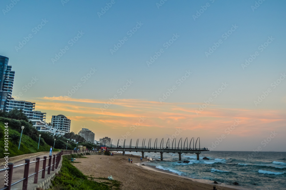 Beautiful Umhlanga Promenade Pier a whalebone made pier in Kwazulu Natal Durban North South Africa during sunset Beautiful Umhlanga Promenade Pier a whalebone made pier in Kwazulu Natal Durban North South Africa during sunset