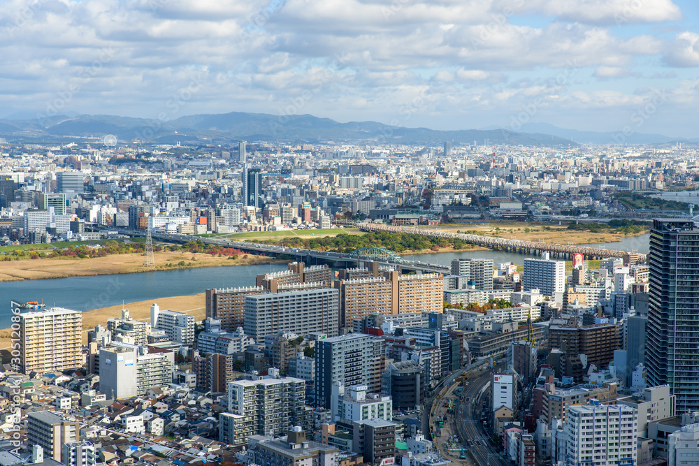 写真素材：都市風景、大阪、梅田スカイビル、風景、ビル