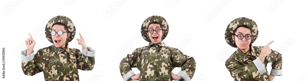 Funny soldier isolated on the white Funny soldier isolated on the white