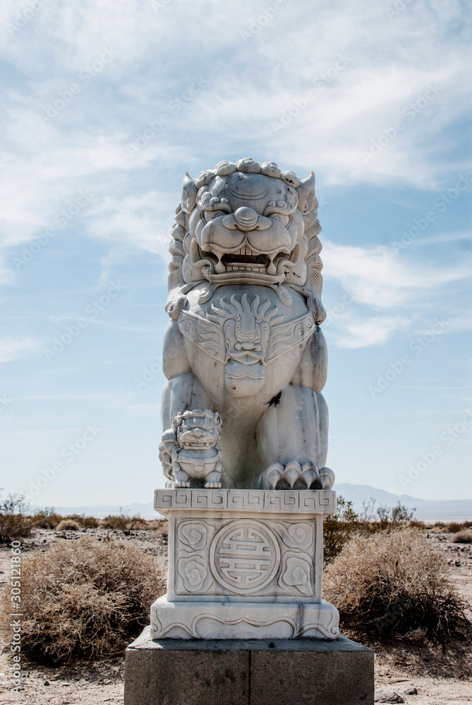Foo Dog statue in the Mojave desert outback. 