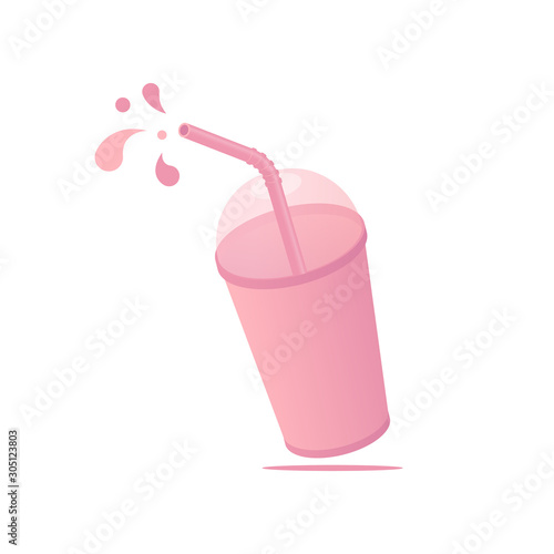 Cup of smoothie with drops levitation