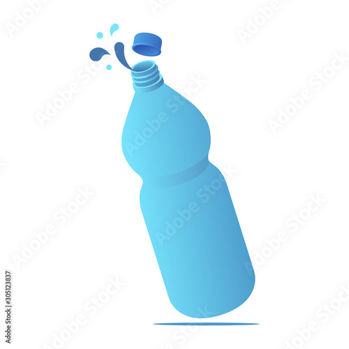 Levitation bottle of water with drops and stopper isometric