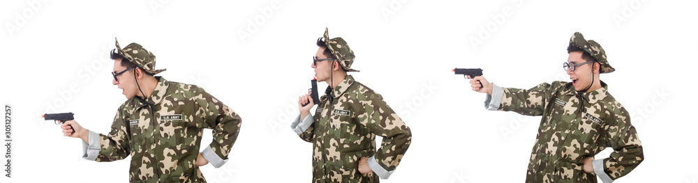 Funny soldier isolated on the white Funny soldier isolated on the white