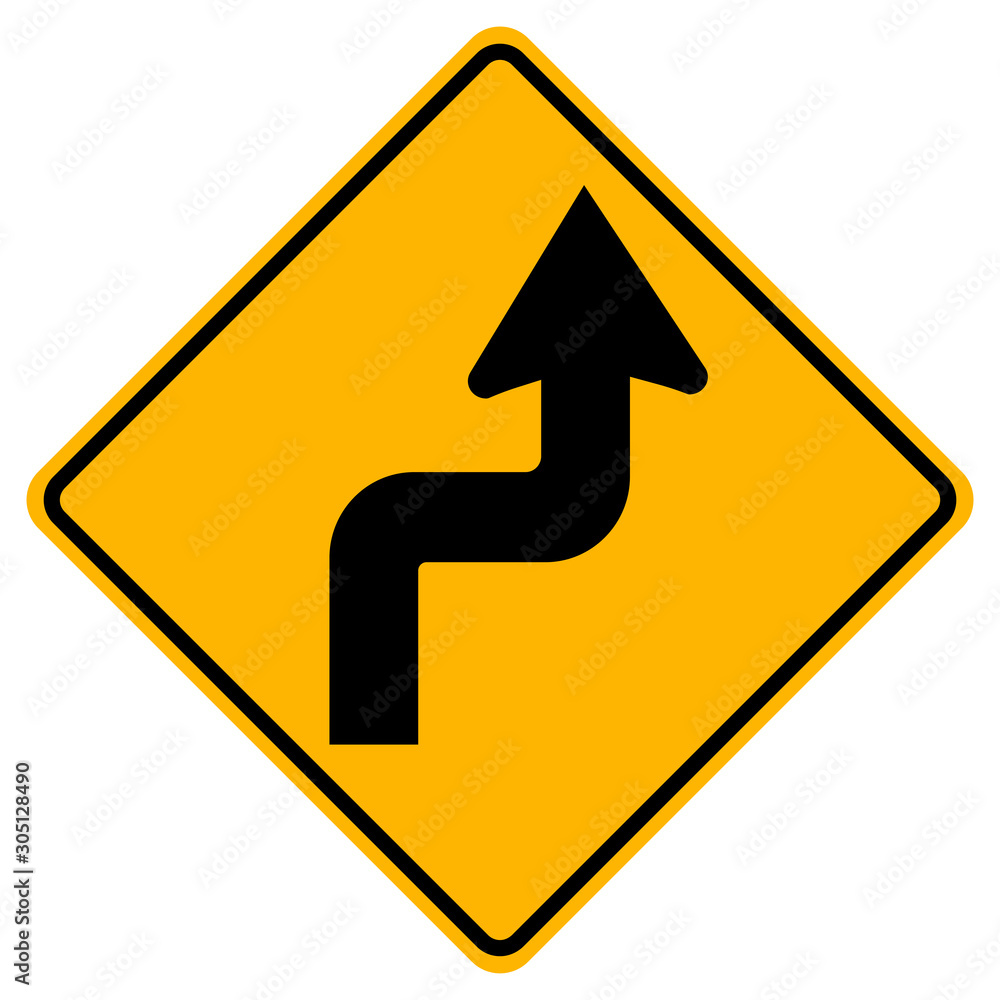 Curves ahead Right Traffic Road Sign,Vector Illustration, Isolate On White Background Symbols Label. EPS10 Curves ahead Right Traffic Road Sign,Vector Illustration, Isolate On White Background Symbols Label. EPS10