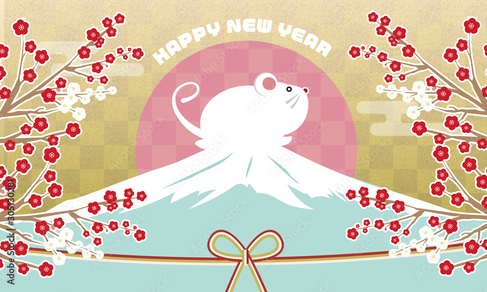 ねずみと富士山のかわいい年賀状風のイラスト Stock Vector Adobe Stock ねずみと富士山のかわいい年賀状風のイラスト Stock Vector Adobe Stock
